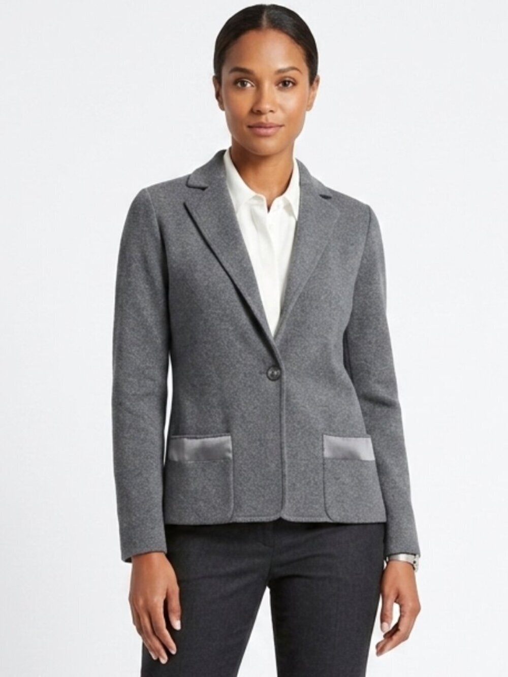 AMINA RUBINACCI Cashmere Blazer Jacket Small Gray